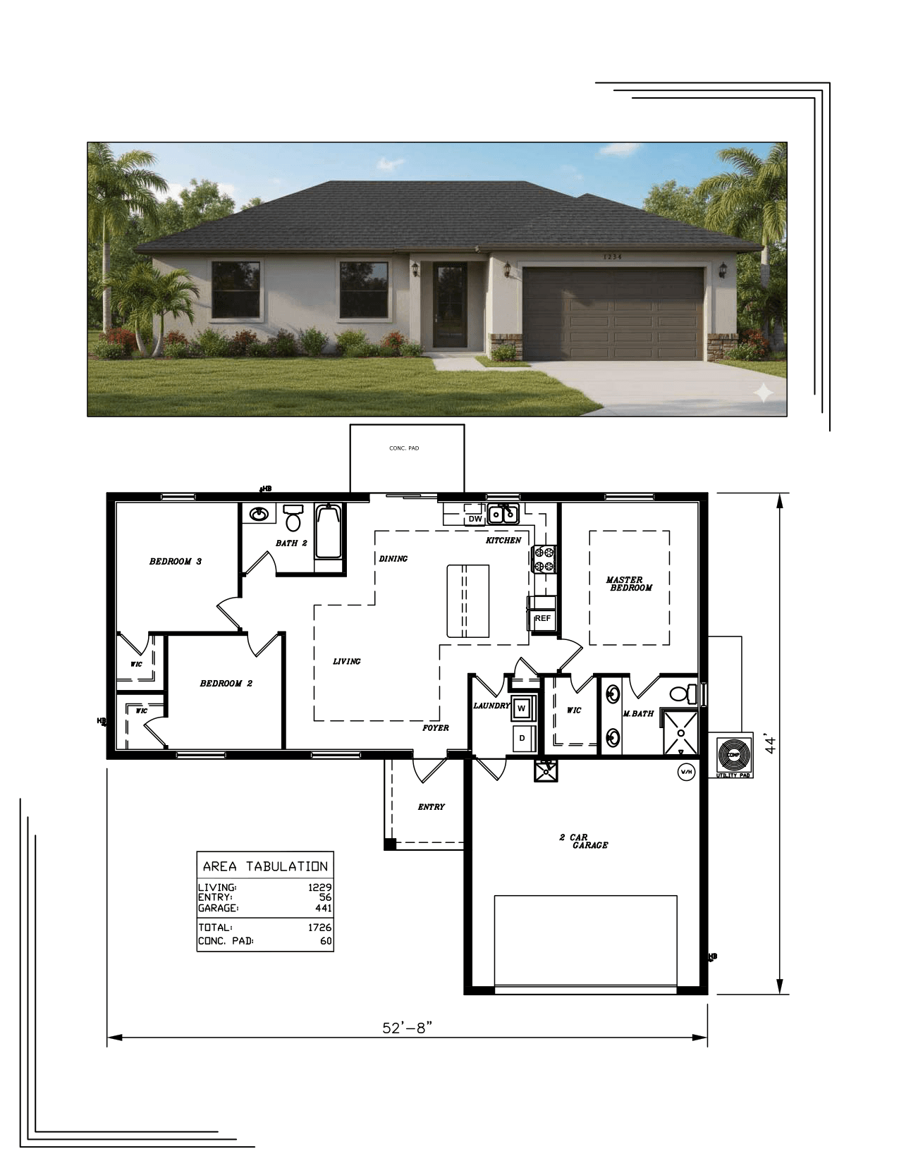1,229 sq ft floor plan